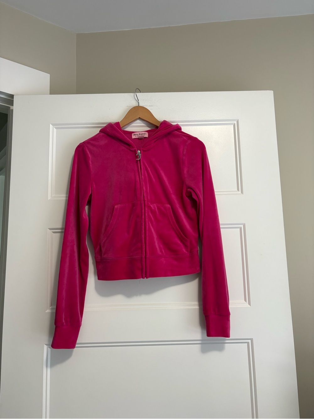 Juicy Couture Girls' Hot Pink Velour Zip Hoodie Sz small